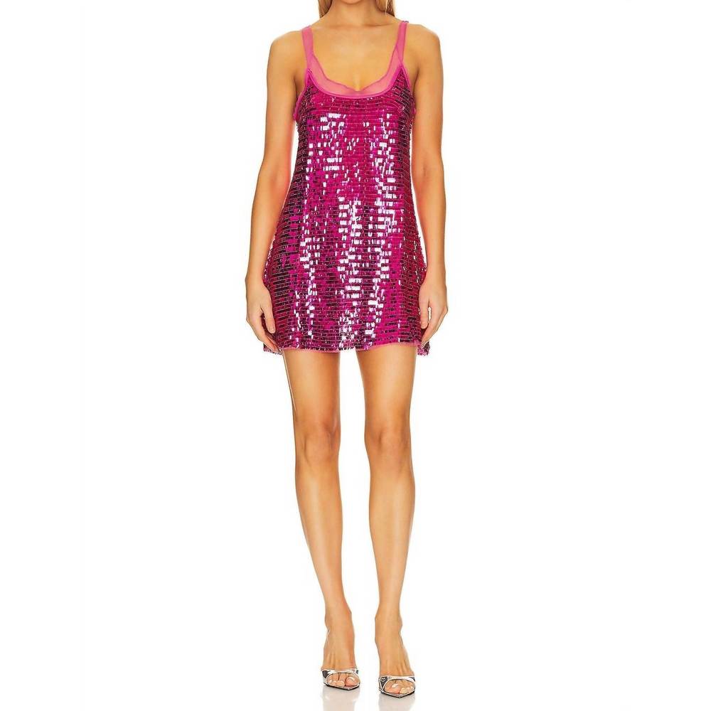 FREE PEOPLE disco fever mini slip dress in pink